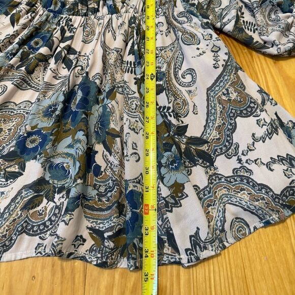 Free People High Plains Paisley Floral Balloon Sleeve V-Neck Mini Dress Small - Picture 8 of 14